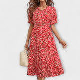 Amelia – Haljina s Okruglim Izrezom i Cvjetnim Uzorkom