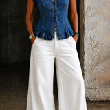 Viera | Denim top s V izrezom