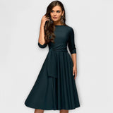 Ana - Elegantna Midi Haljina s Pojasom